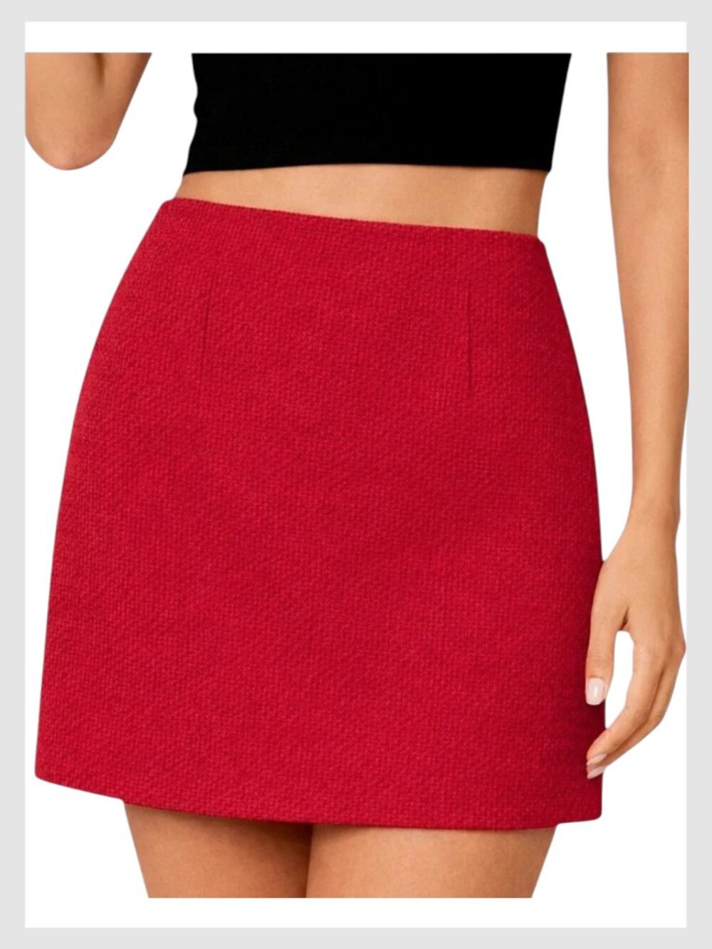 ZARA Red Textured Weave Mini Skirt Low Rise XS